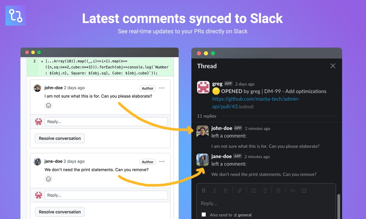 PullNotifier - sync comments to Slack channel